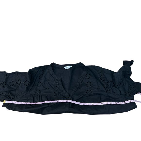 Croft & Barrow Top Women 3X 100% Cotton Eyelet Button Front Breathable Dark Boho - Picture 11 of 14